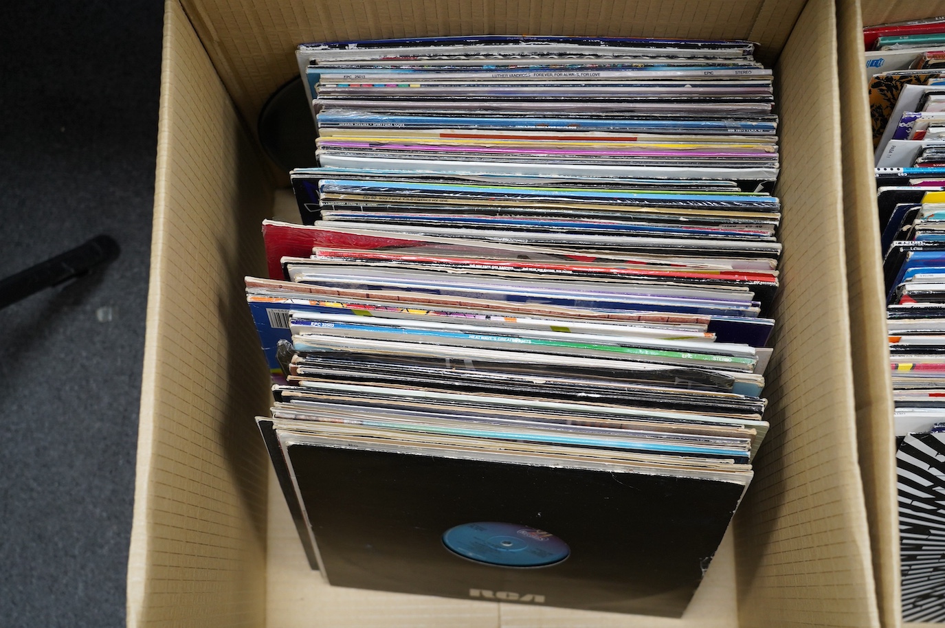 A collection (approx 300) 1970s to early 90s. LP records and 12” singles, mostly Dance, Techno, R n’ B, Electro, etc. artists include; Melanie Williams, Kid Creole and the Coconuts, The Chimes, Off Shore, Gregory Abbott,